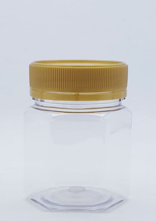 200ml Hex Clear PET Jar W/Lid - 125 Jars and Lids Per Carton