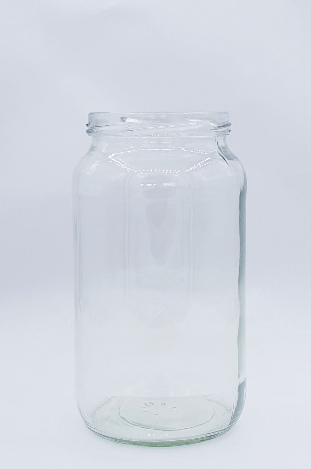 1L or 1000ml Round Glass Jar Clear with no Twist Cap