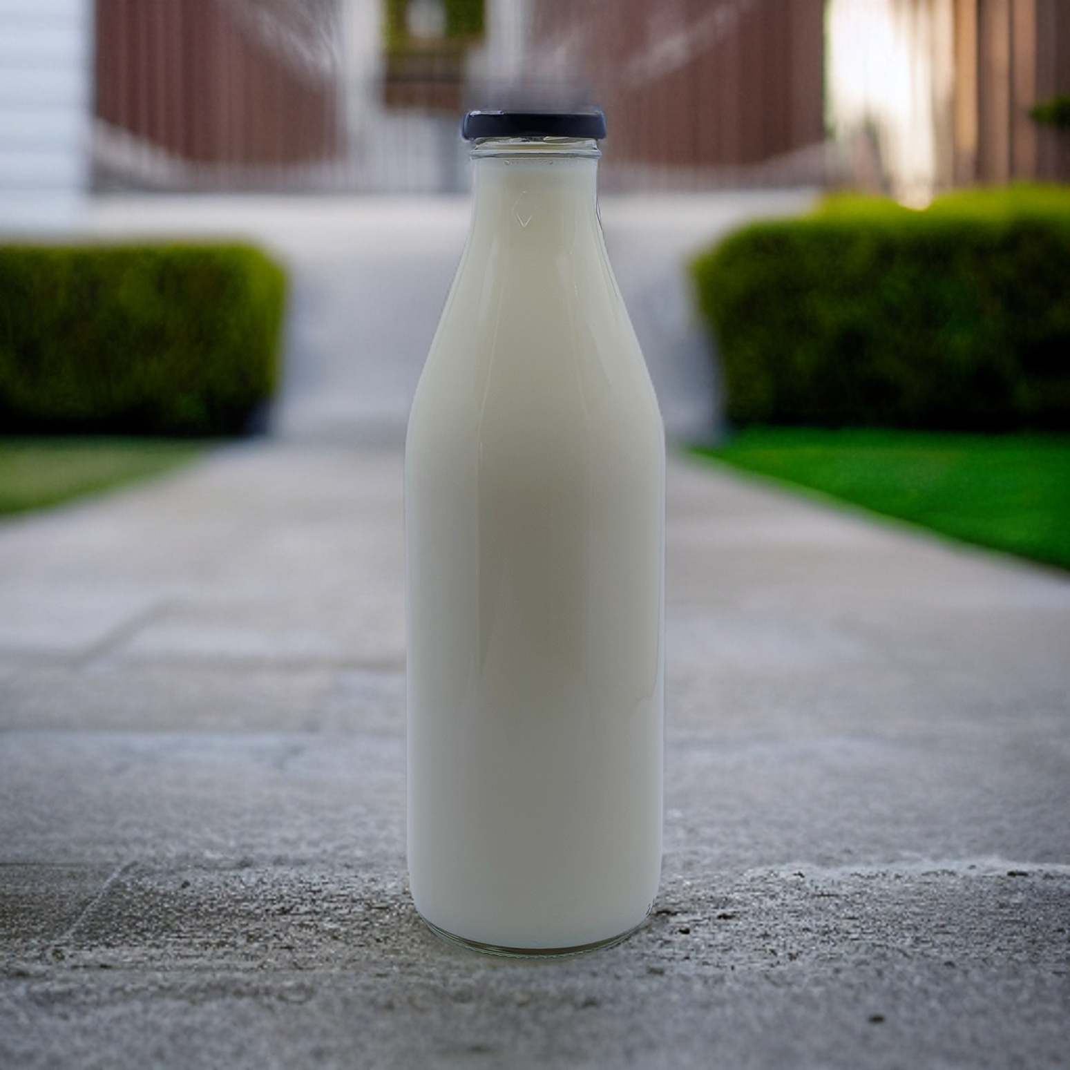 1 Litre Round Milk Glass Bottle With 43mm Twist Cap - 24 Bottles
