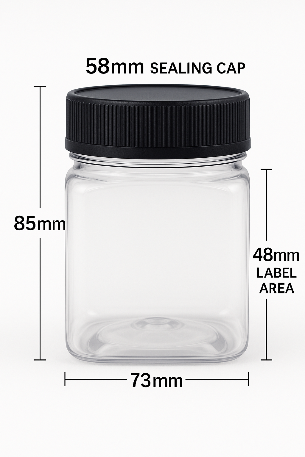 200ml Square PET Tamper-Evident Jar with Sealing (Cone Seal) Lid – Bulk Carton of 336