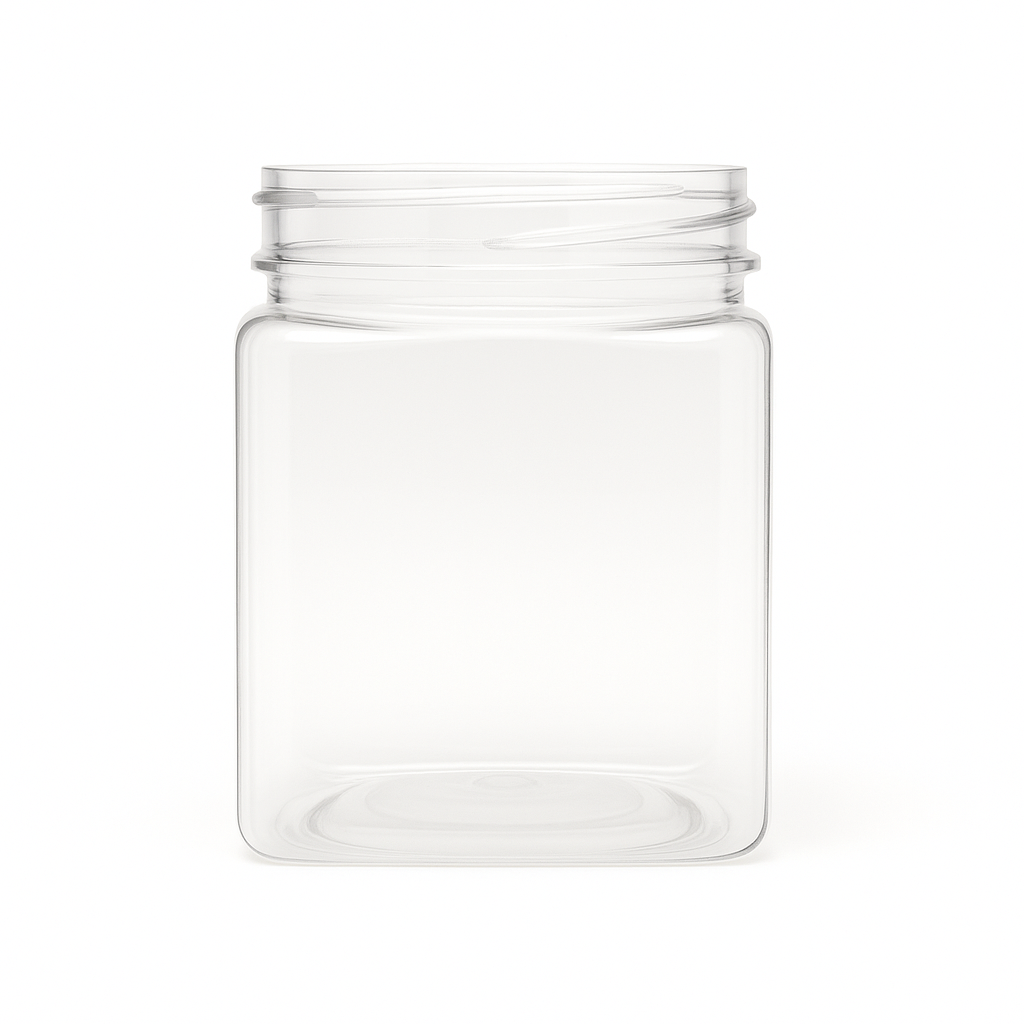 400ml Square Clear PET Plastic Jar with Tamper-Evident Lid – Bulk Carton of 175