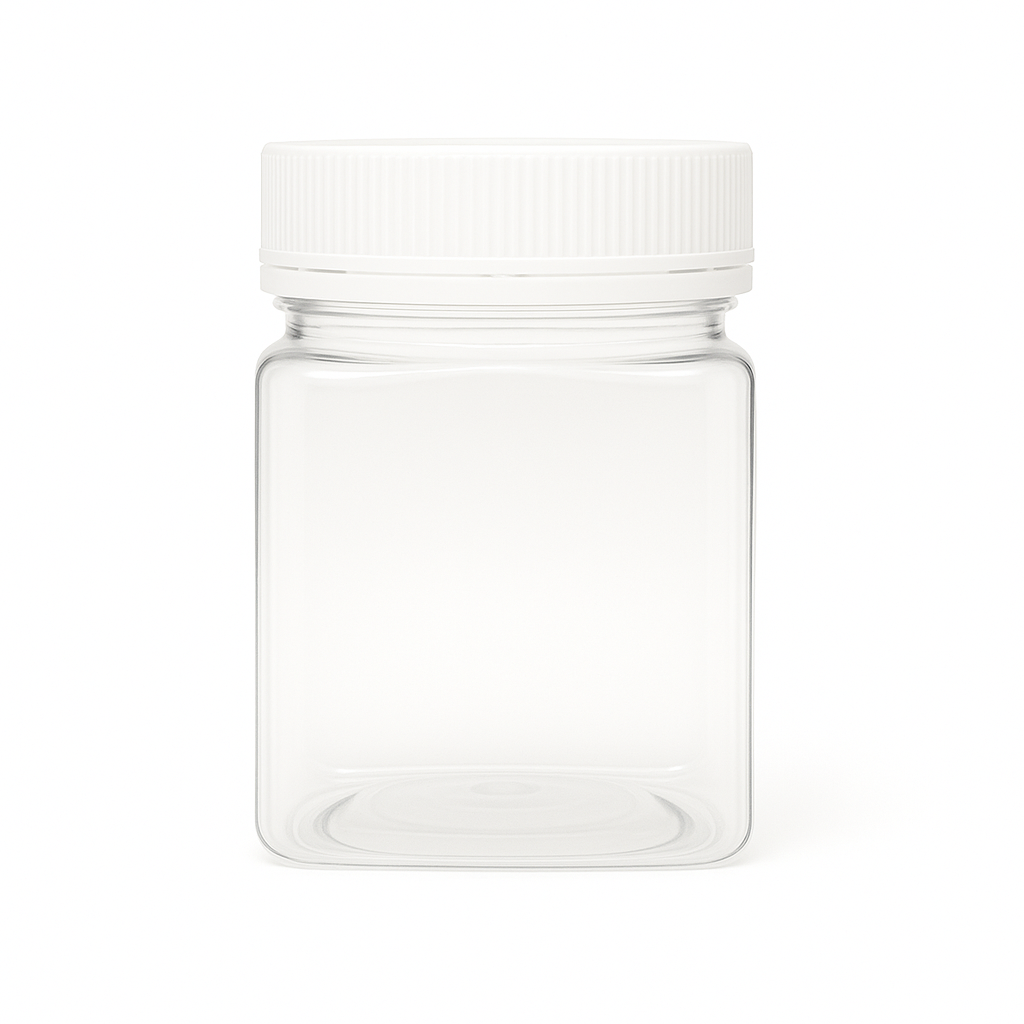 400ml Square Clear PET Plastic Jar with Tamper-Evident Lid – Bulk Carton of 175