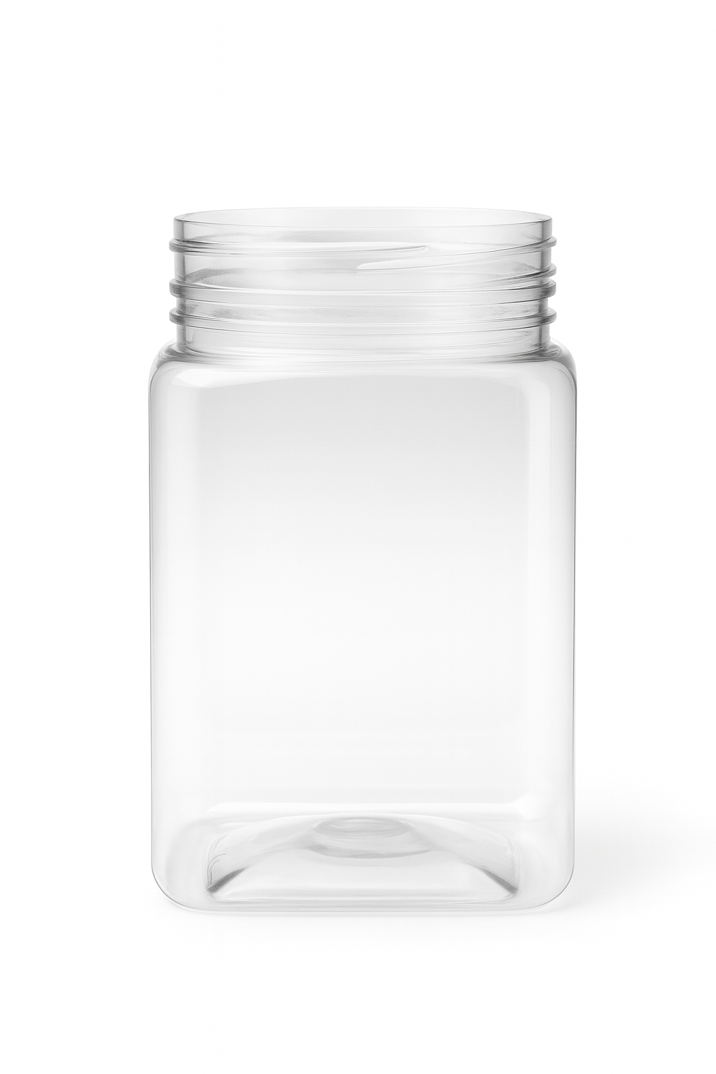 750ml square clear PET plastic jar – food-grade, BPA-free, recyclable honey and food storage container.