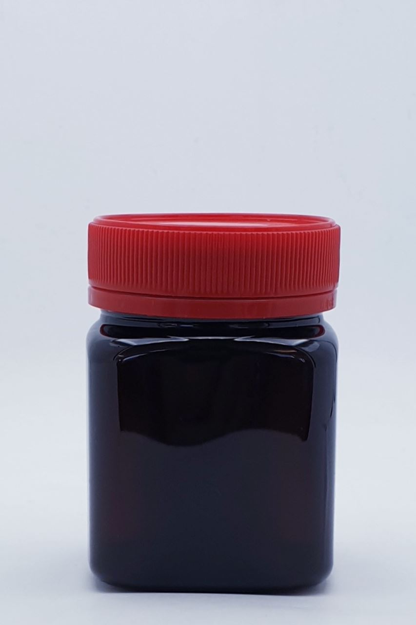 200ml Square Amber  PET TE Jar W/Lid - 125 Jars and Lids Per Carton