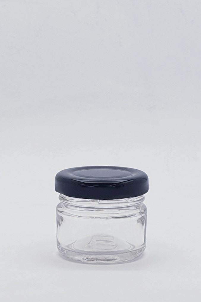 30ml Round Glass Jar W/Lid - 100 Jars and Lids Per Carton - Unit cost $0.74c per Jar/Lidcombo