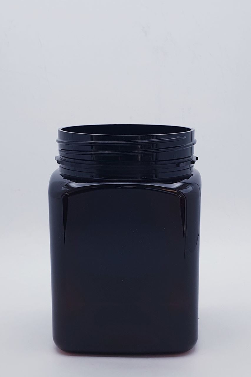 750ml Square Amber TE Jar W/Lid - 40 Jars and Lids Per Carton