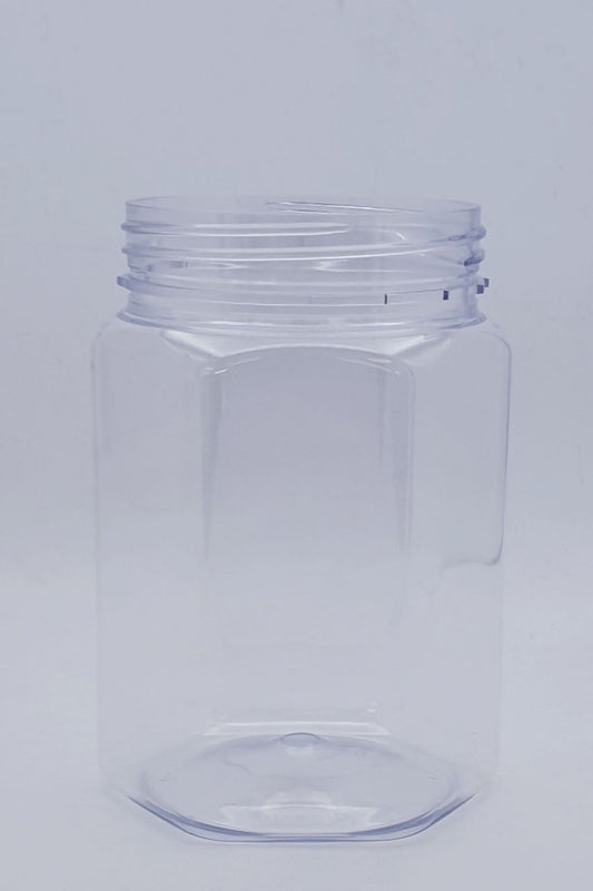750ml Hexagonal Clear PET TE Jar W/Lid - 80 Jars and Lids Per Carton Unit Cost $1.63 (jar/lidcombo)++