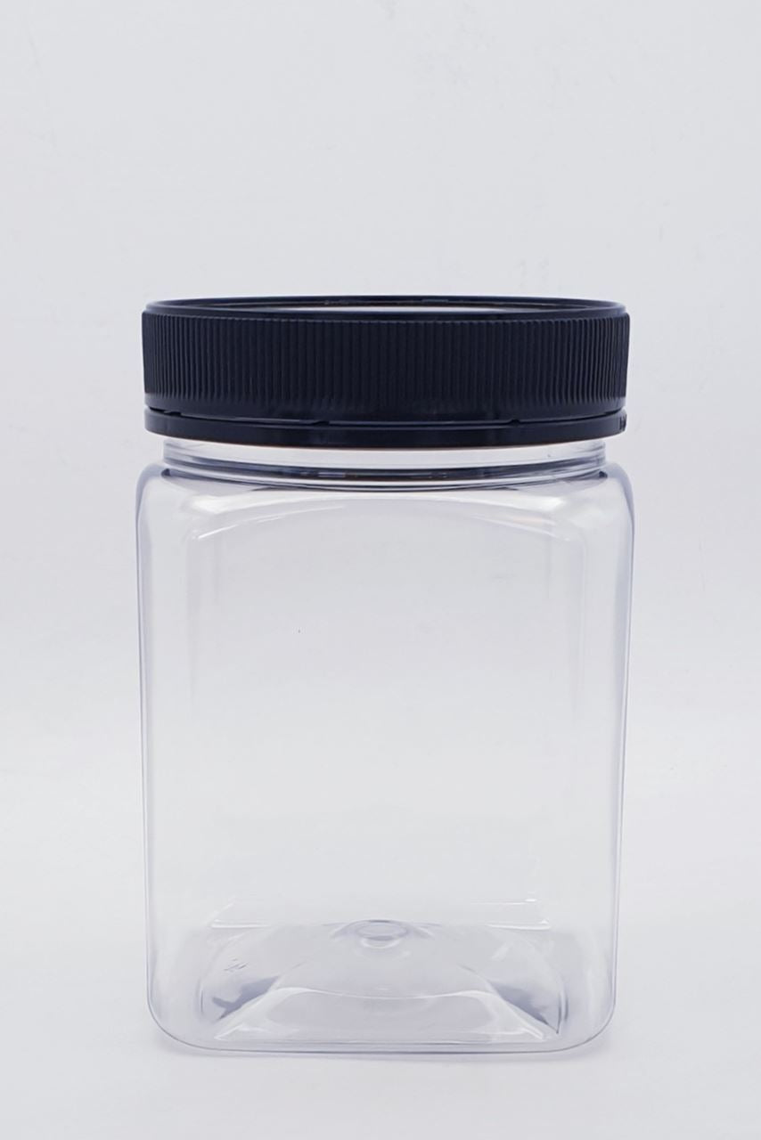 750ml Square Clear TE Jar W/Lid - 40 Jars and Lids Per Carton