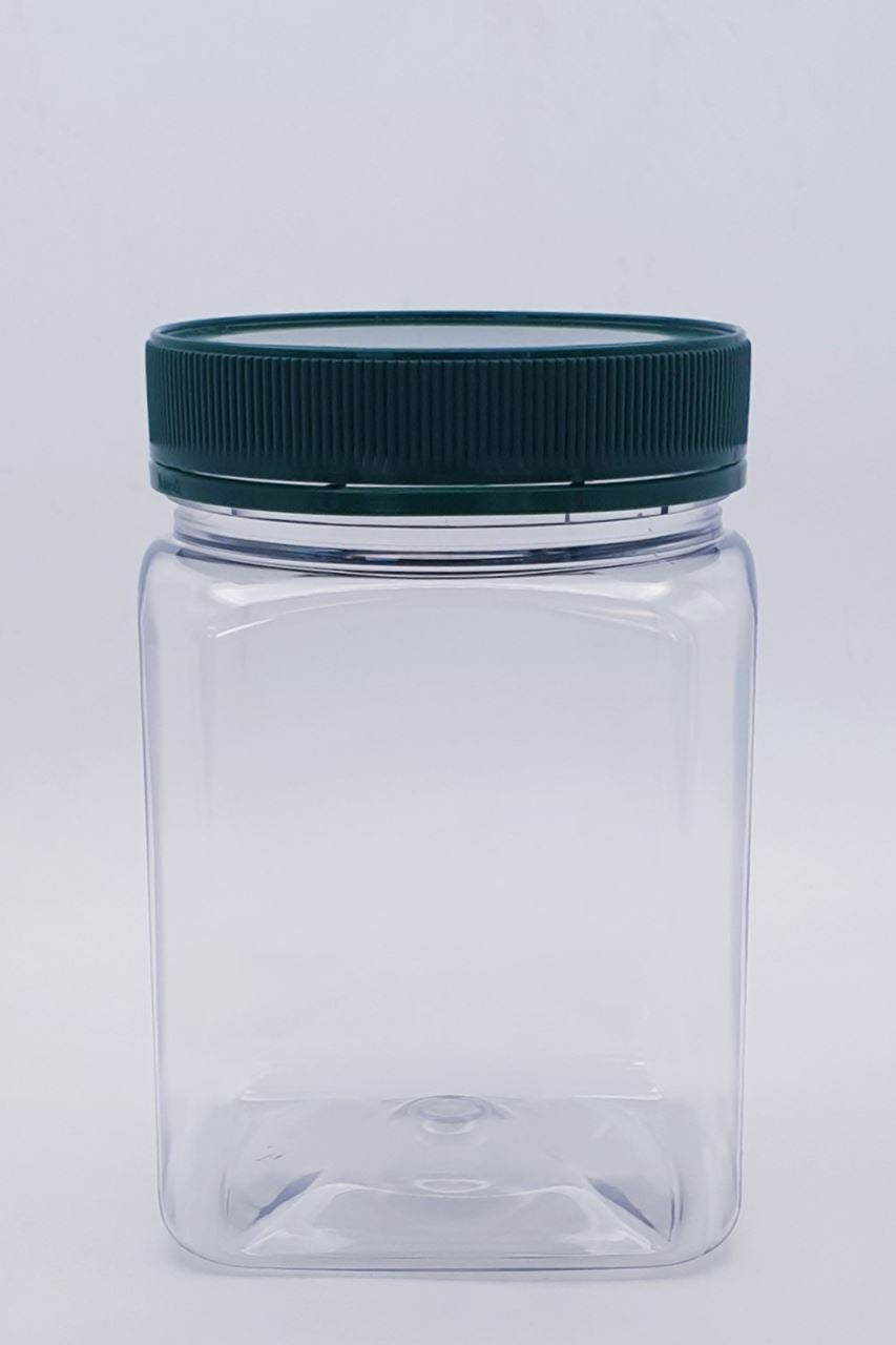 750ml Square Clear TE Jar W/Lid - 40 Jars and Lids Per Carton