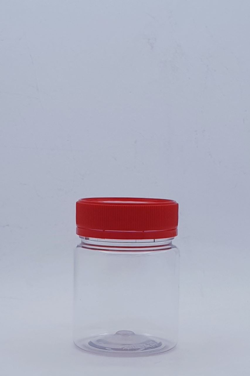 200ml Round Clear PET Jar W/Lid - 125 Jars and Lids Per Carton