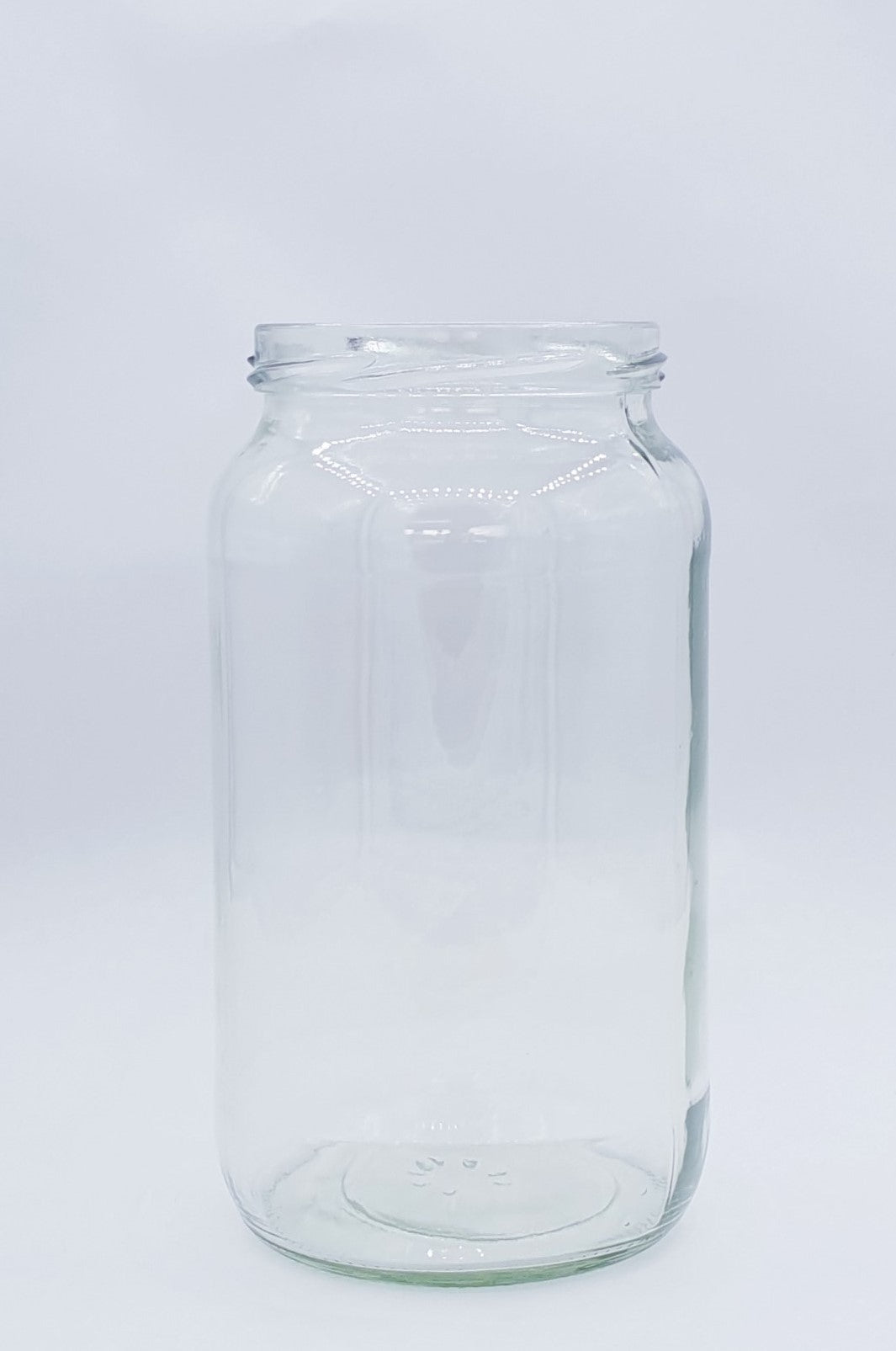 1L or 1000ml Round Glass Jar Clear with no Twist Cap 