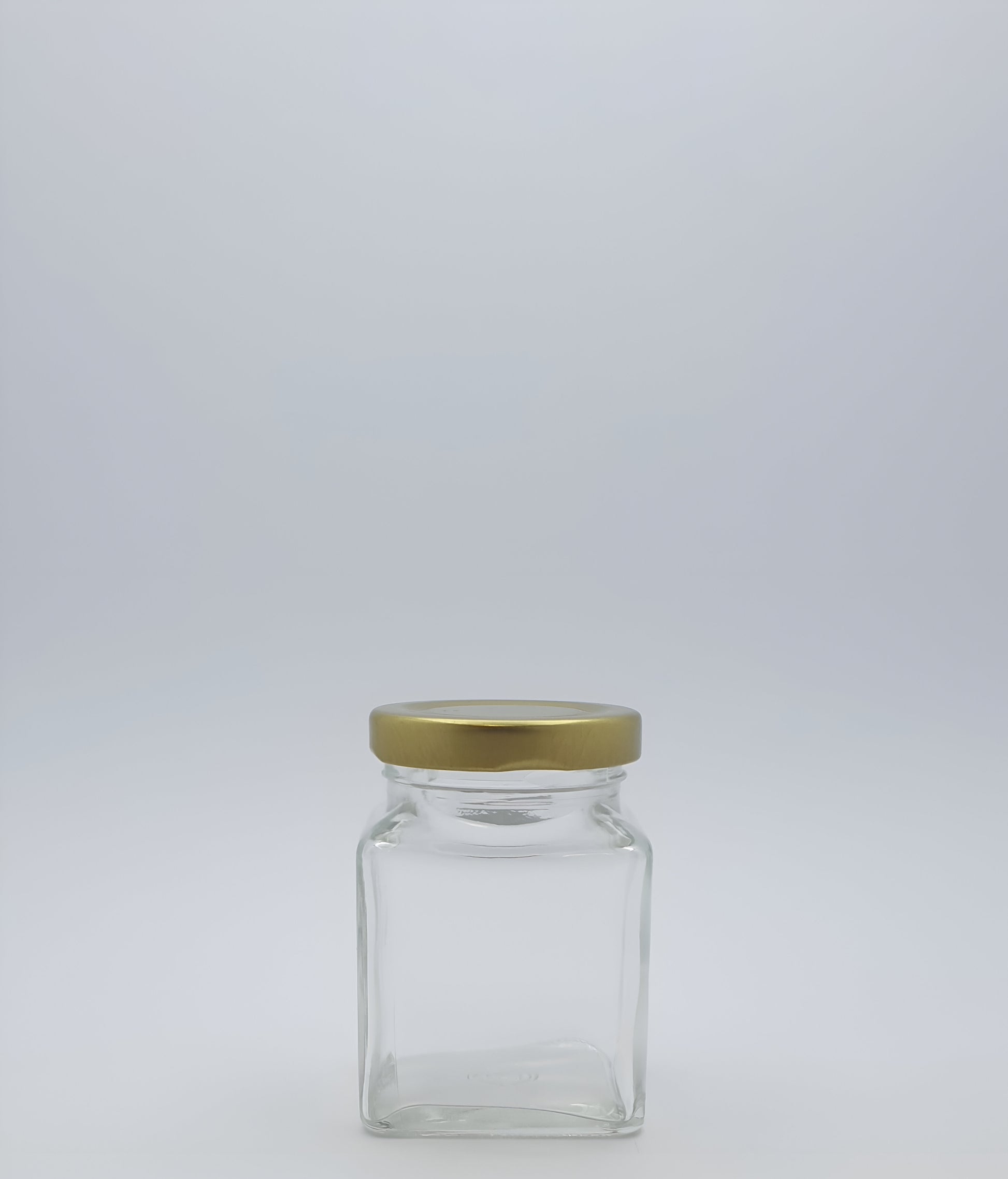 110ml(150gm) Square Glass Jar with a 48mm gold Metal Twist Cap