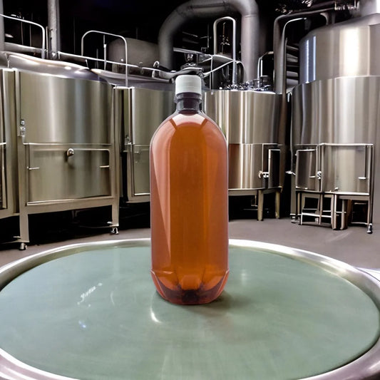 1250ml Round Amber TE Rigger Bottle W/Lid - 22 Bottles and Lids Per Carton -Unit Cost $0.94c each (Bottle/Lidcombo)