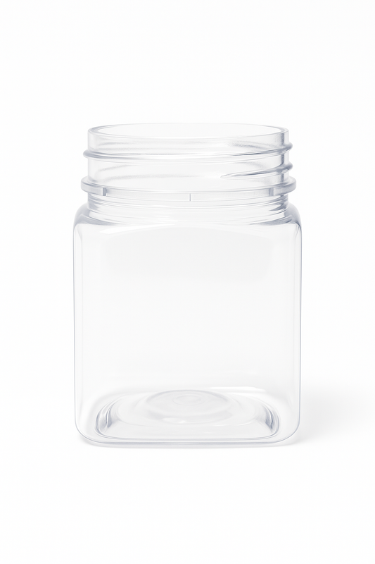 200ml Square PET Tamper-Evident Jar with Sealing (Cone Seal) Lid – Bulk Carton of 336