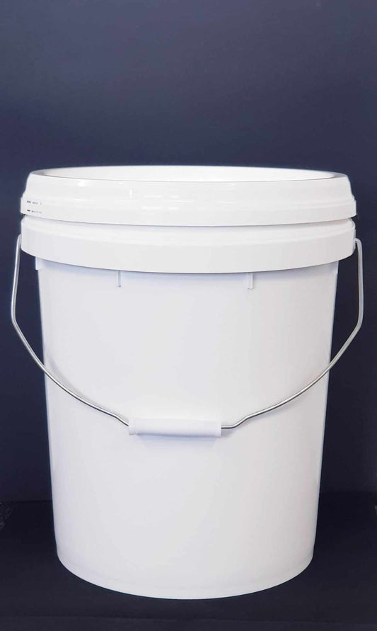 20 Litre Round White Top Pail and Lid with Wire Handle - PLEASE RING TO ORDER