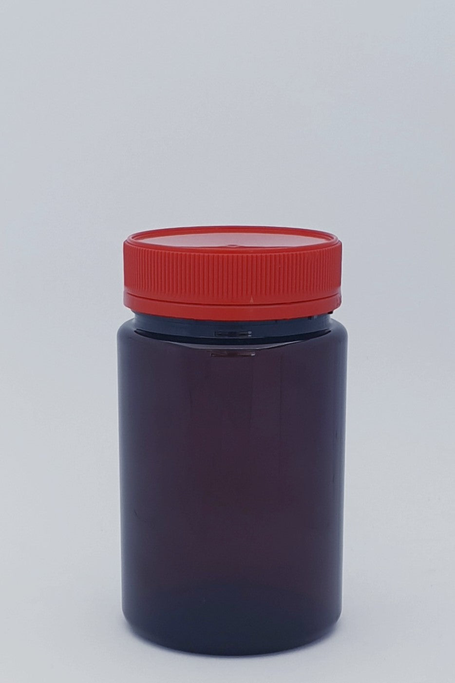 400ml Round Amber PET Jar W/Lid - 75 Jars and Lids Per Carton