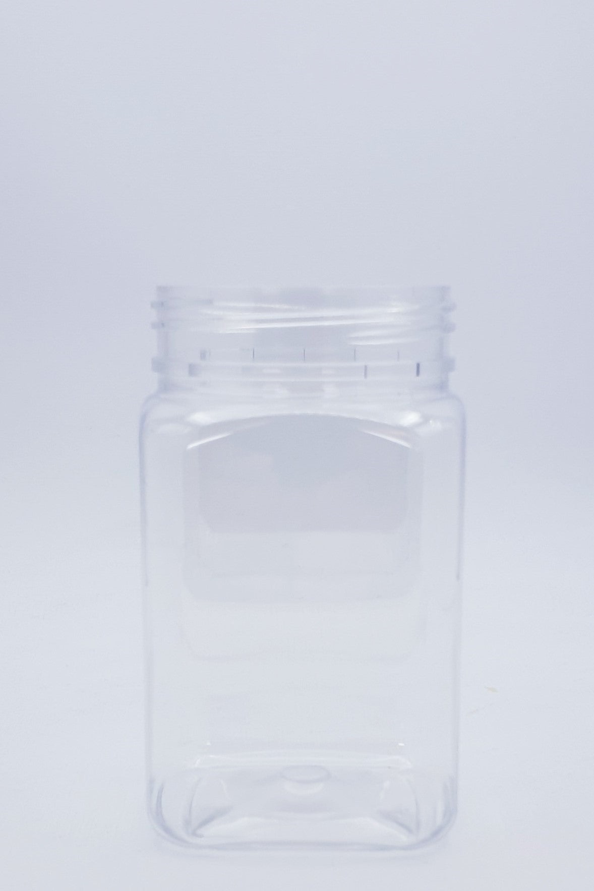 400ml Square Clear PET Jar W/Lid - 75 Jars and Lids Per Carton