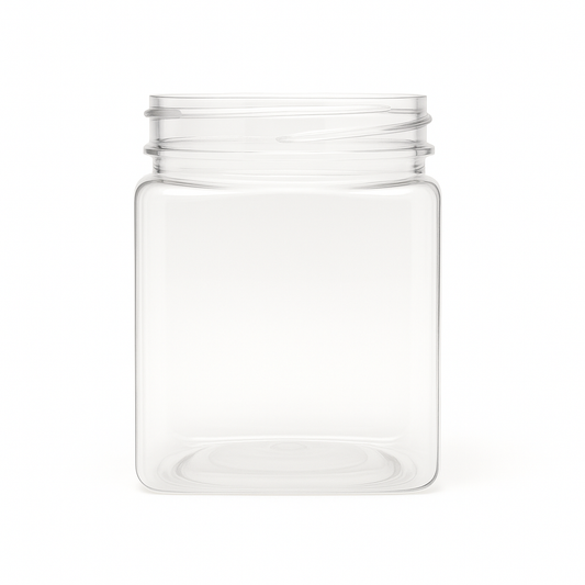 400ml Square Clear PET Plastic Jar with Tamper-Evident Lid – Bulk Carton of 175