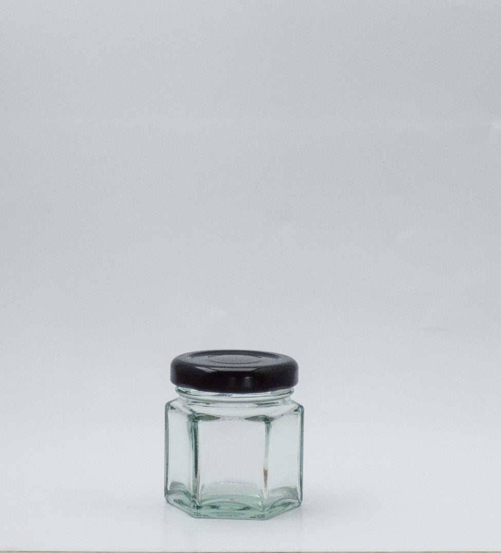 45ml Hex Glass Jar With 43mm Twist Cap  - 99 Jars and Caps Per Carton