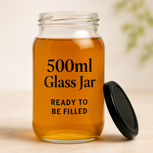 500ml Round Glass Jar With 63mm Twist Cap – 30 Jars and Lids Per Carton