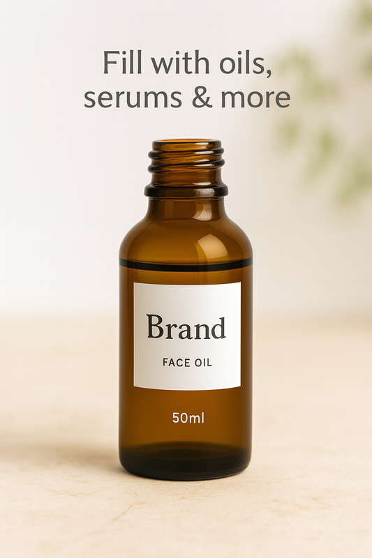 50ml Round Amber Bottles – Carton of 88 (No Caps Included)