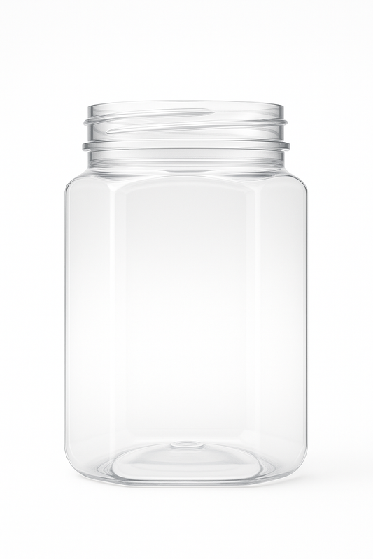 750ml Hexagonal Clear PET TE Jar W/Lid - 80 Jars and Lids Per Carton Unit Cost $1.63 (jar/lidcombo)++